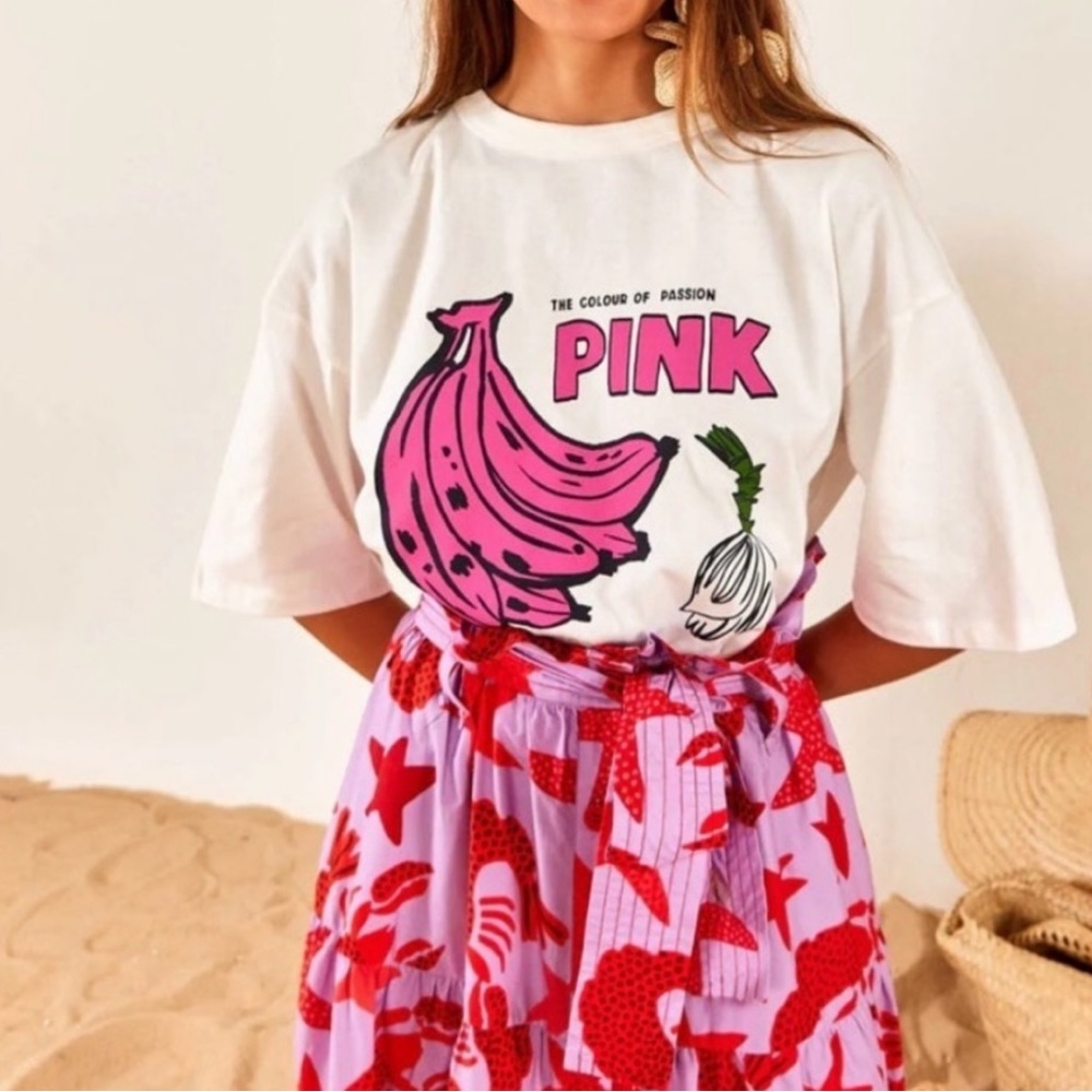 Farm Rio Pink Bananas Color Therapy Cotton Graphic Tee
